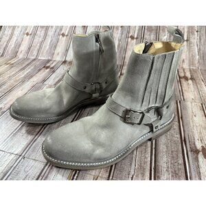 John Varvatos Harness suede Boots Size 11 color Grey handmade in Italy New